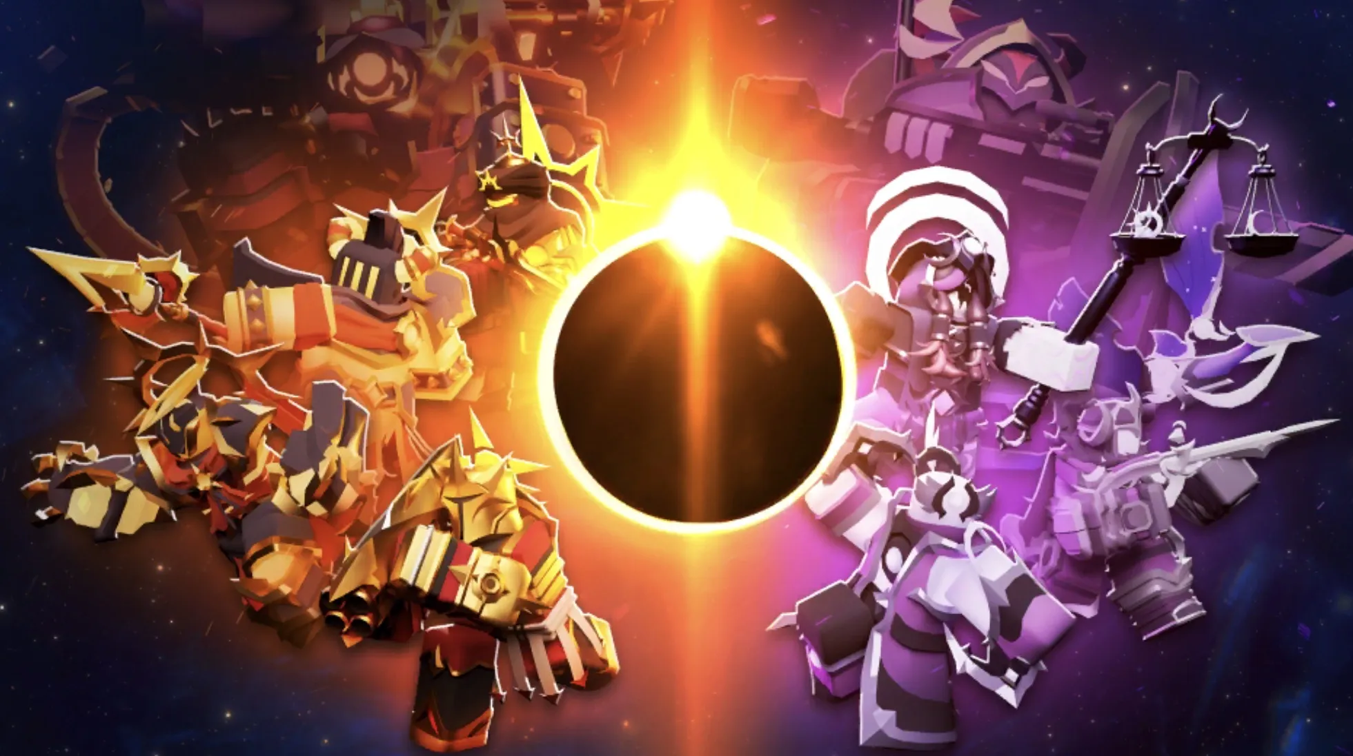 Solar Requiem event artwork Tower Defense Simulator Solar Requiem event artwork showing the eclipse and opposing factions