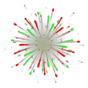 Fireworks emitted behind each particle.