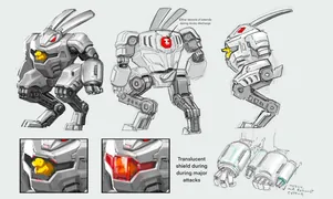 Nerd Duck's mecha bunny on concept art.