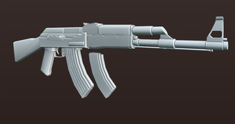 Militant's Kalashnikov on a development image.