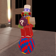 Clown affected by the Fireworks modifier.