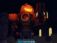 Giant Jack-o-Bot from the middle of the lobby.