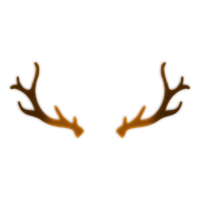 Reindeer antlers that appear above the nametag.