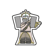 Cardboard cutout of Two X with his hands up.