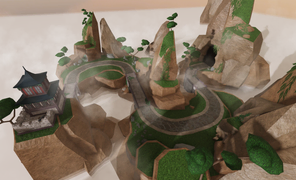 Sacred Mountains on a development image.