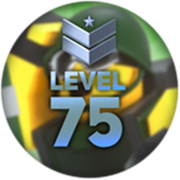 Default skin on the Level 75 badge.