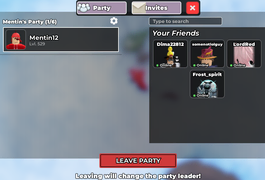 Party menu.