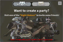 Party menu with no Party.