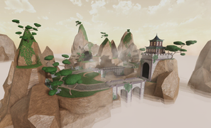 Sacred Mountains on a development image.