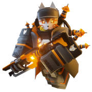 Vigilante skin on a render.