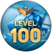 Default skin on the Level 100 badge.