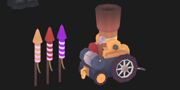 Inventor skin's weapon on a development image.