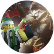 Holiday skin on the Defeat Mecha-clause! badge.