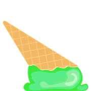 Ice cream that appears on top of the text.