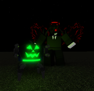 Unreleased pumpkin skin on a development image.