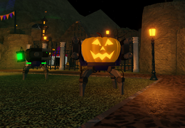 Unreleased pumpkin skin on a development image.