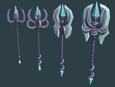 Mage skin's unused staves on a development image.